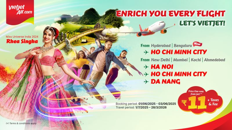 Vietjet launches fares from ₹11 on India–Vietnam routes for a limited time